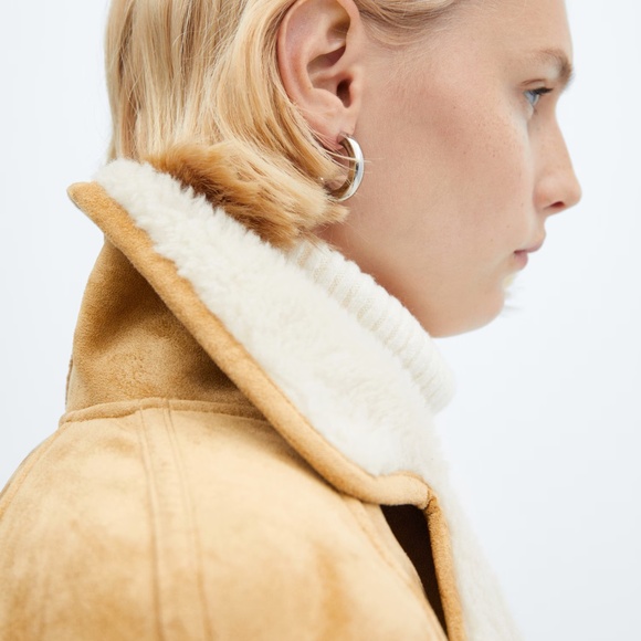 Mango shearling lined coat with buttons S - Picture 7 of 10